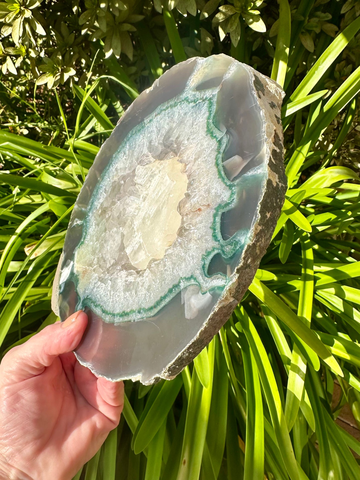Huge AGATE SLICE with Calcite Inclusion