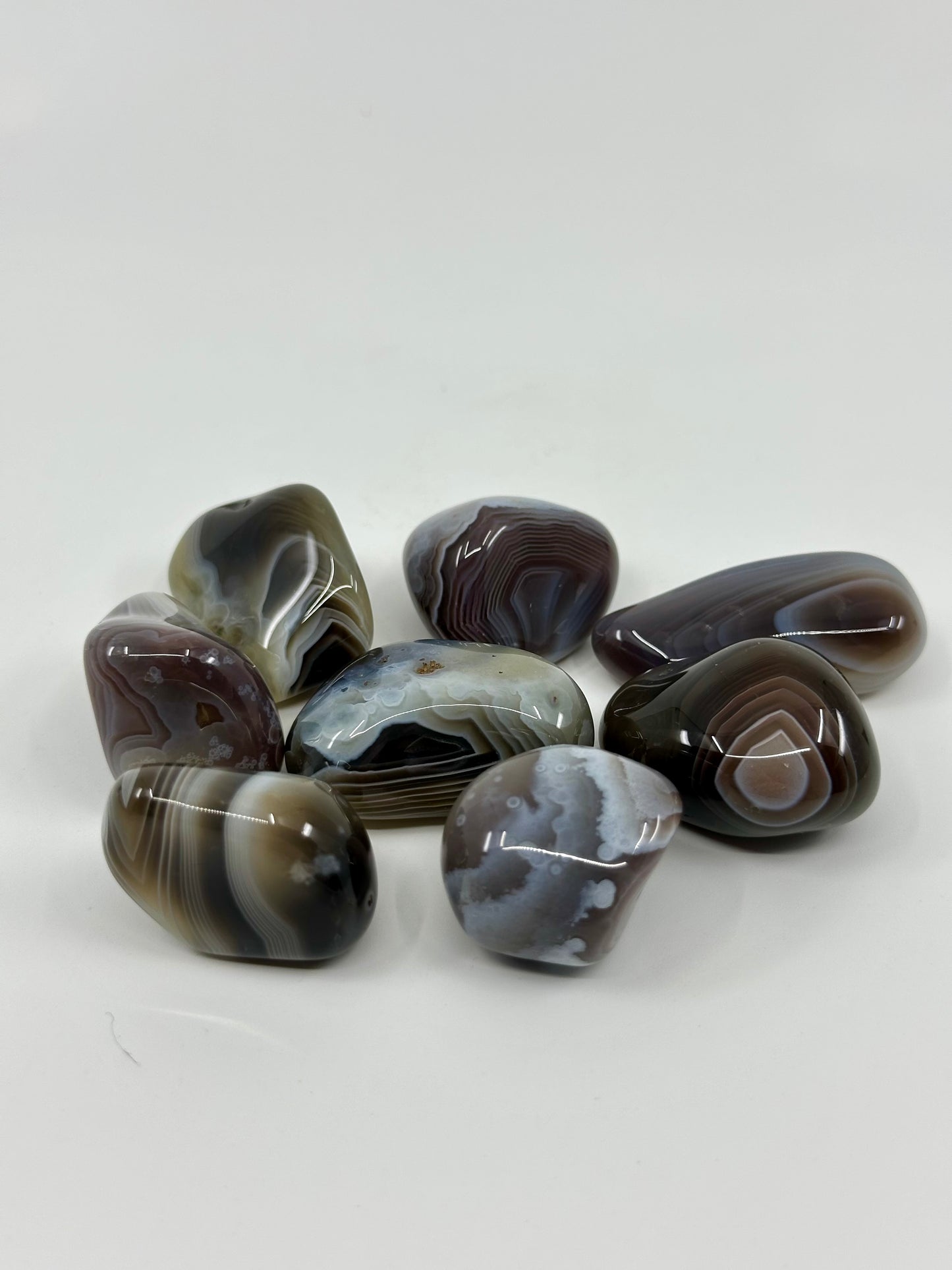 TUMBLES - Obsidian, Yooperlite, Hematite, Agate Slice, Garden Quartz, Golden Rutile, Agate, Botswana Agate, Smoky Quartz