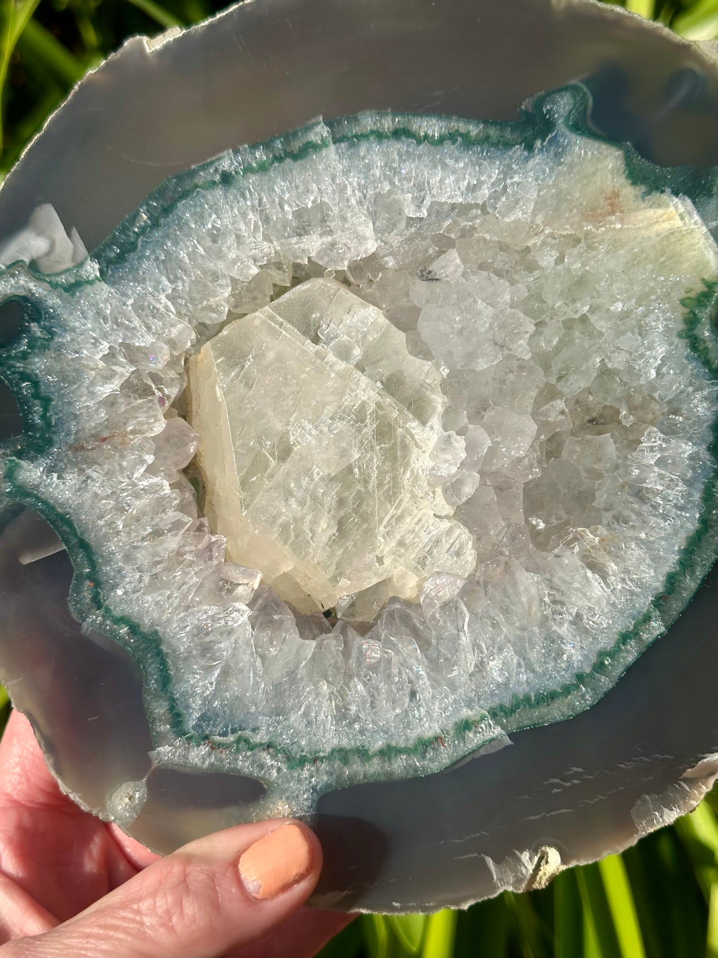 Huge AGATE SLICE with Calcite Inclusion