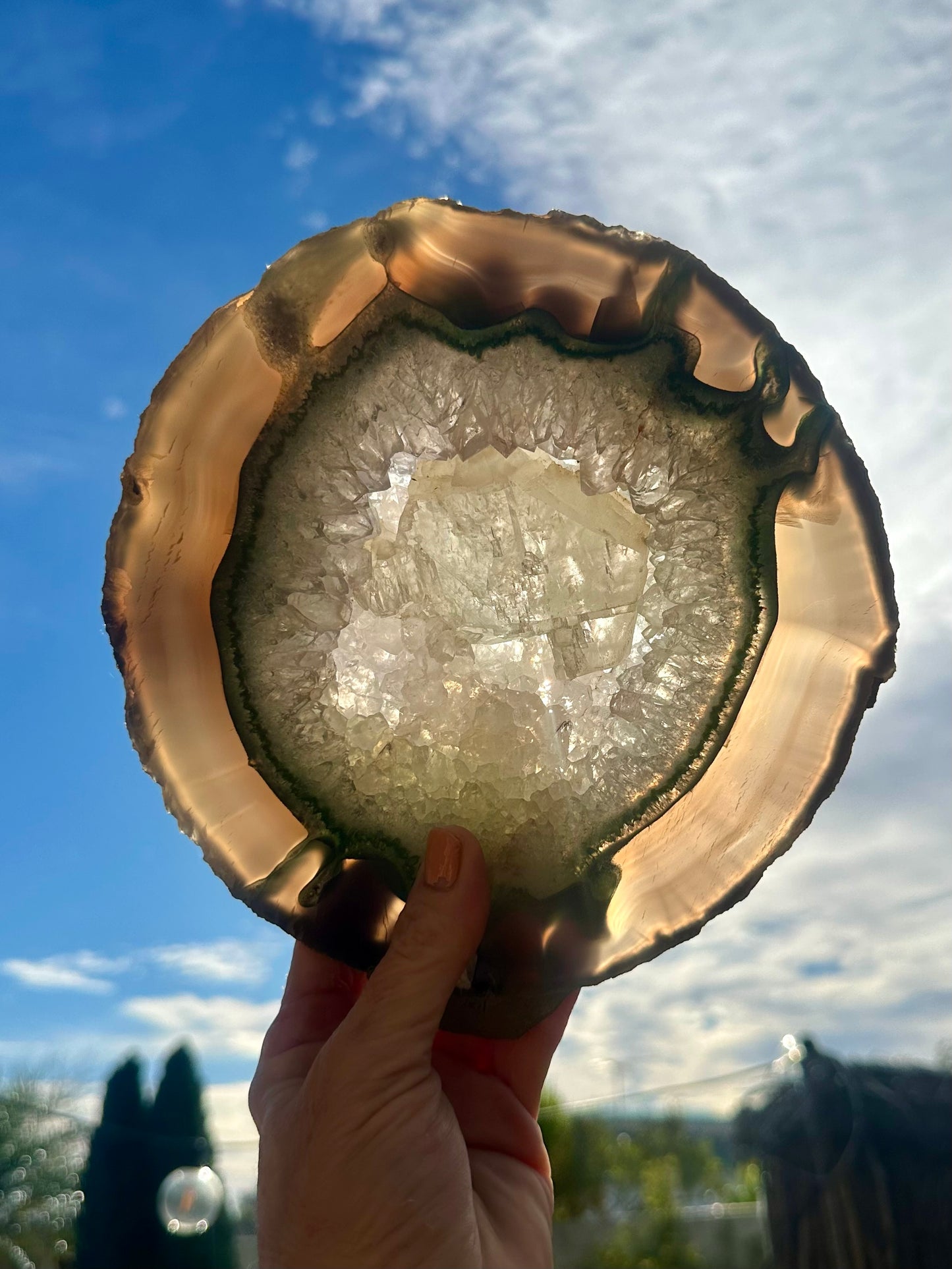 Huge AGATE SLICE with Calcite Inclusion