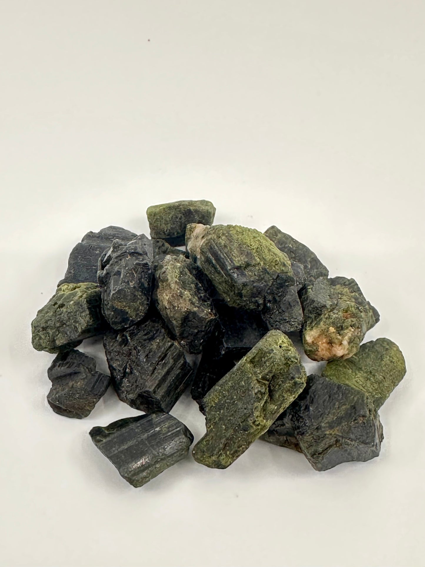 TUMBLES - Fluorite, African Bloodstone, Seraphinite, Prehnite, Epidote, Moss Agate, Mixed Chip Bag