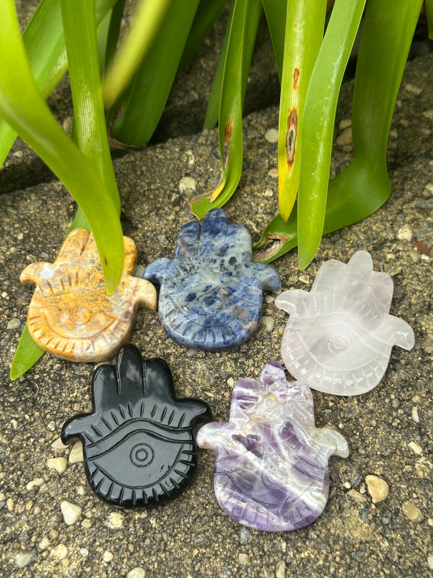 Crystal Carved HAMSA HANDS