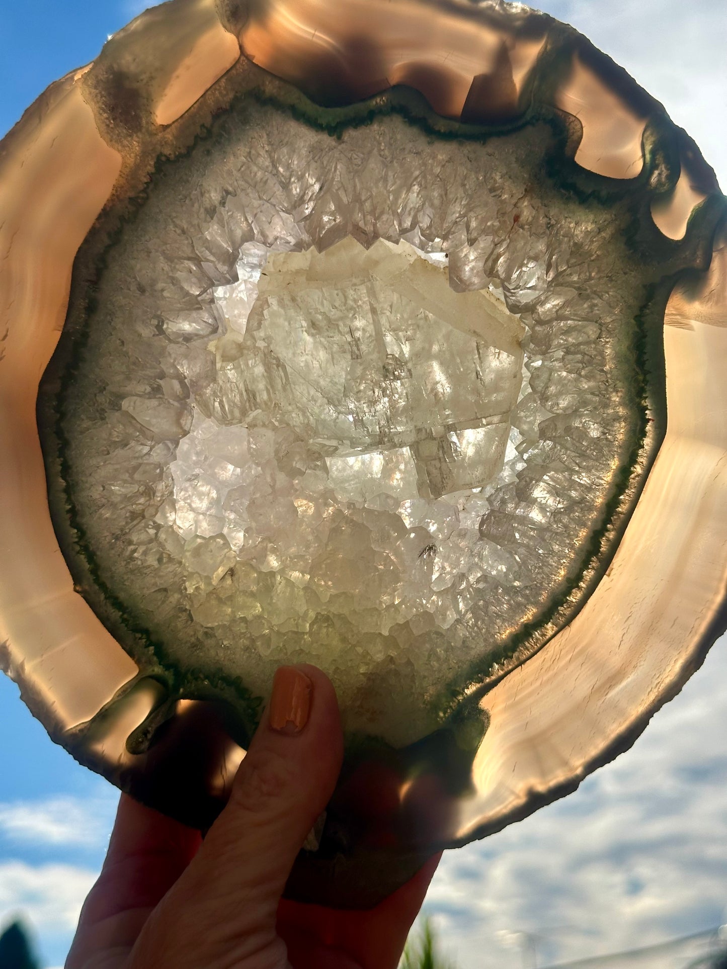 Huge AGATE SLICE with Calcite Inclusion