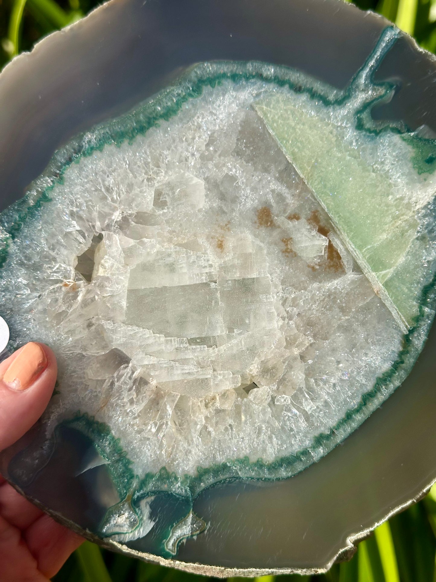 Huge AGATE SLICE with Calcite Inclusion