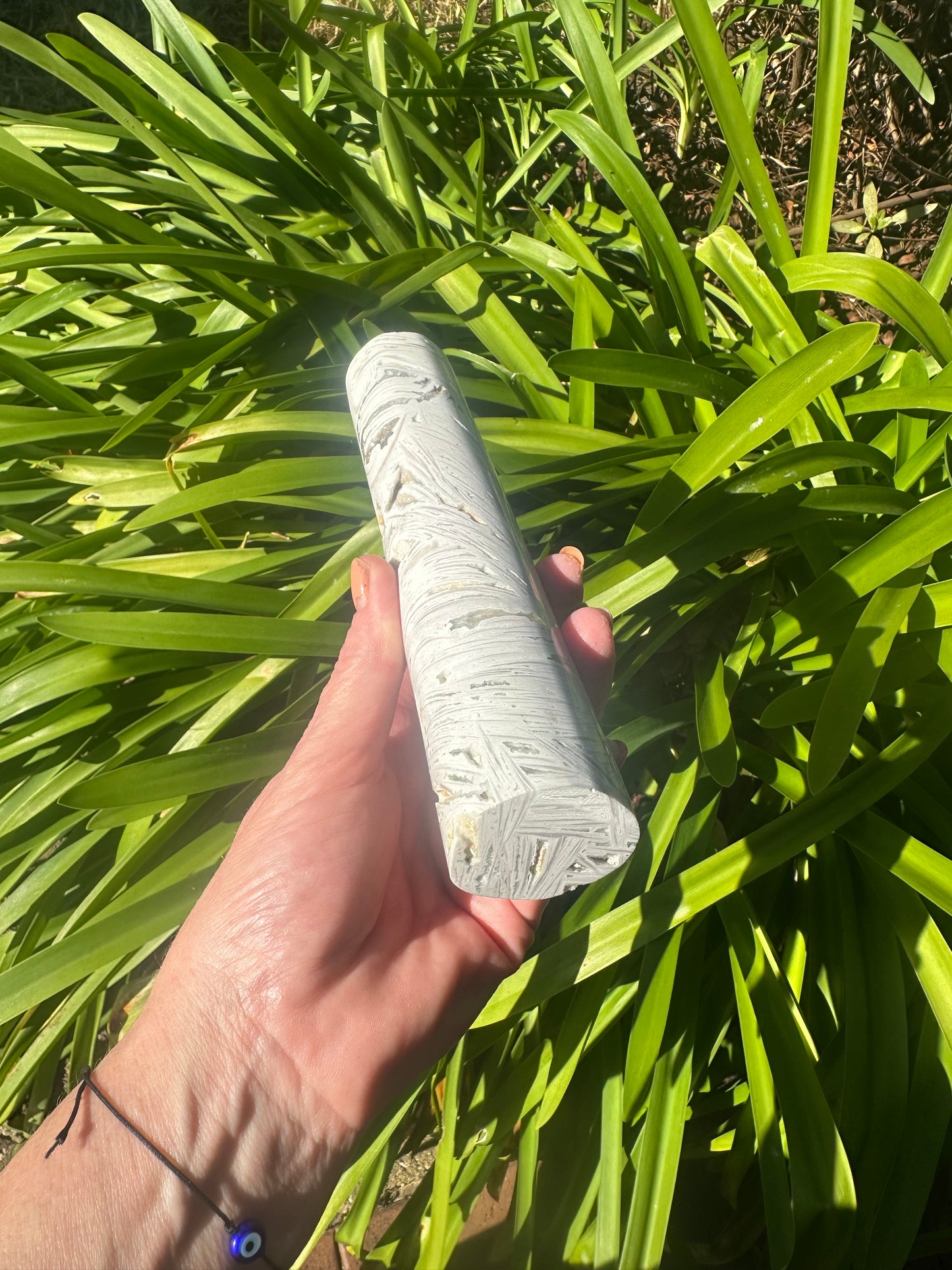 White MEXICAN AGATE CYLINDER with stand