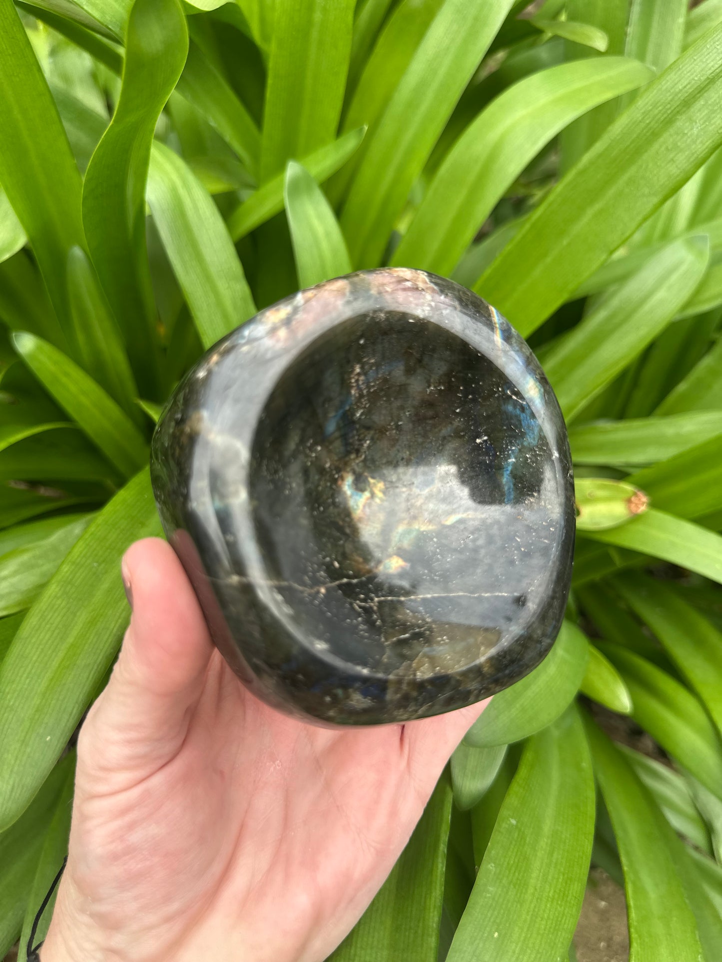 LABRADORITE BOWL - Genuine Crystal - Purple Blue Gold Flash - Chunky Size