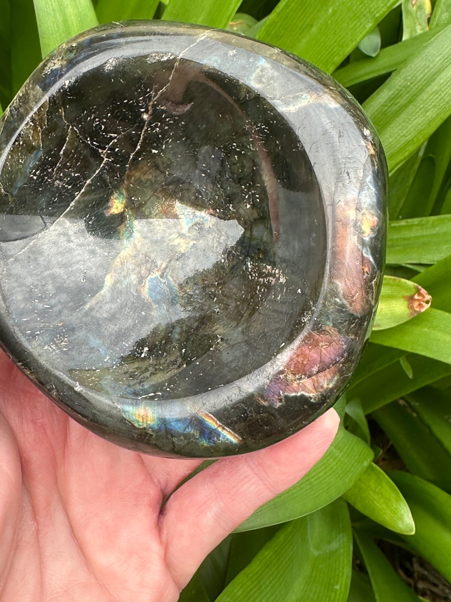 LABRADORITE BOWL - Genuine Crystal - Purple Blue Gold Flash - Chunky Size