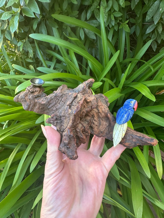 CRYSTAL BIRD and WOOD Sphere holder