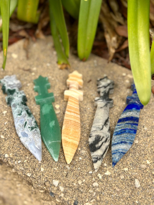 DAGGERS - MOSS Agate, Green Aventurine, Orange Calcite, Picasso Jasper, LAPIS Lazuli