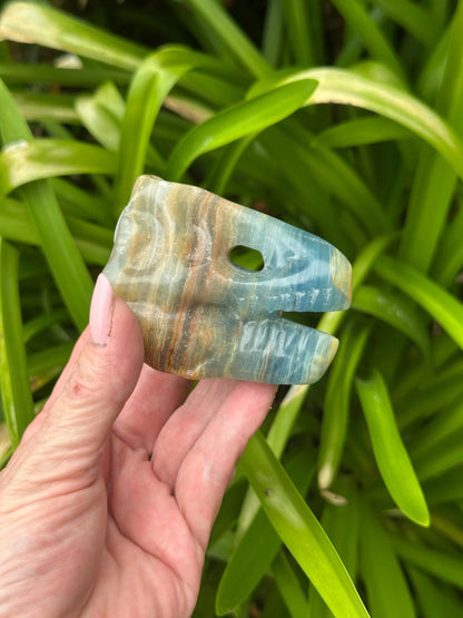 BLUE ONYX DINOSAUR SKULL