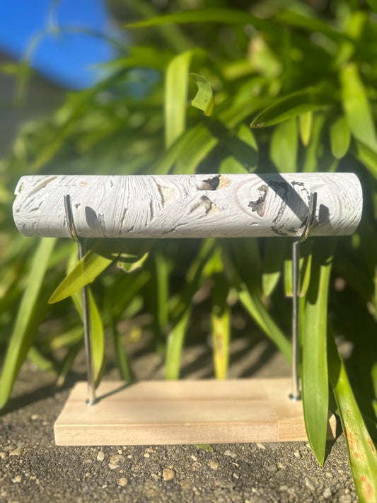 White MEXICAN AGATE CYLINDER with stand