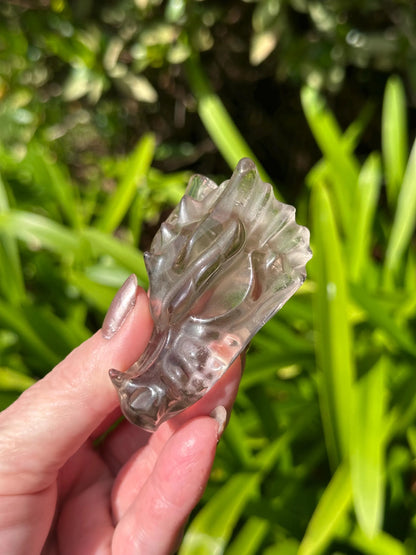 SMOKY Quartz CLEAR Quartz DRAGONHEAD