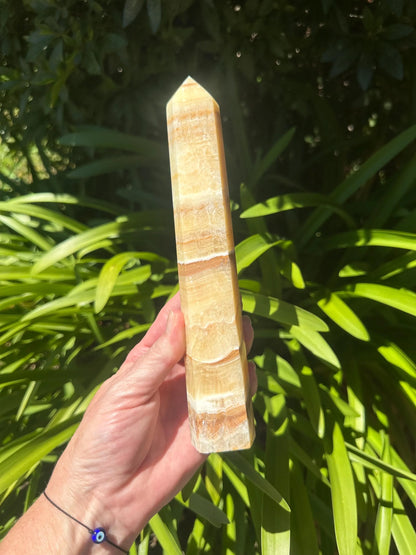 ORANGE BANDED CALCITE TOWER