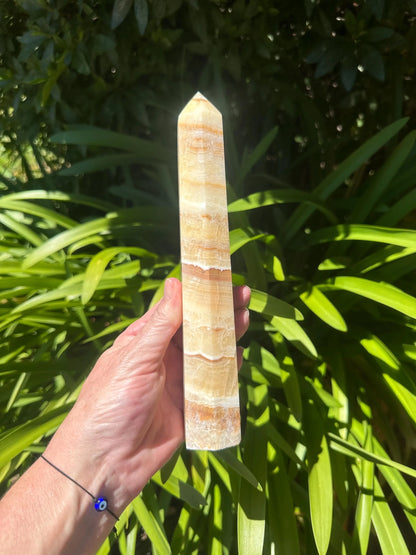 ORANGE BANDED CALCITE TOWER