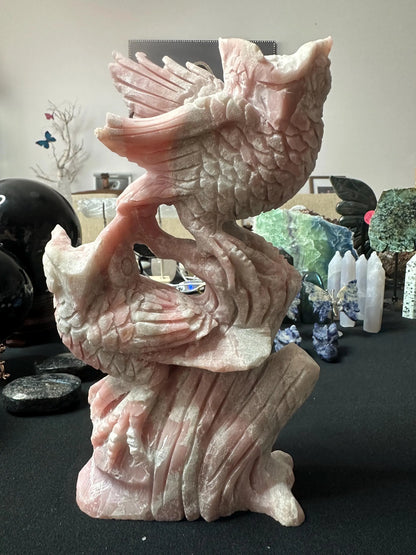 PINK OPAL OWL Carving