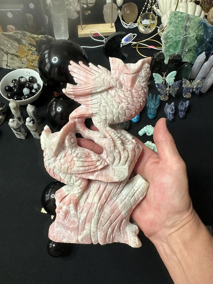 PINK OPAL OWL Carving