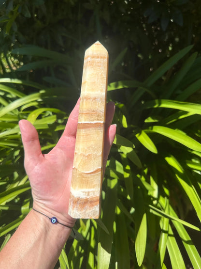 ORANGE BANDED CALCITE TOWER