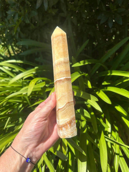 ORANGE BANDED CALCITE TOWER