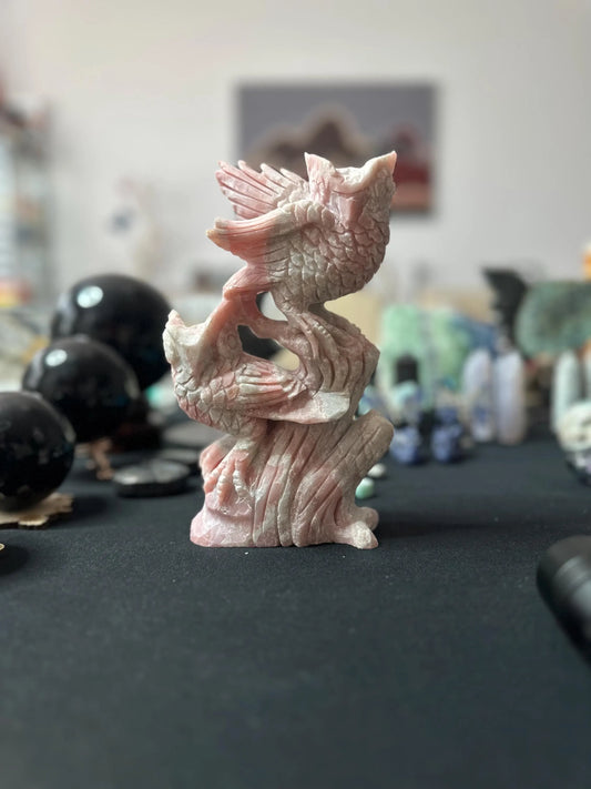 PINK OPAL OWL Carving