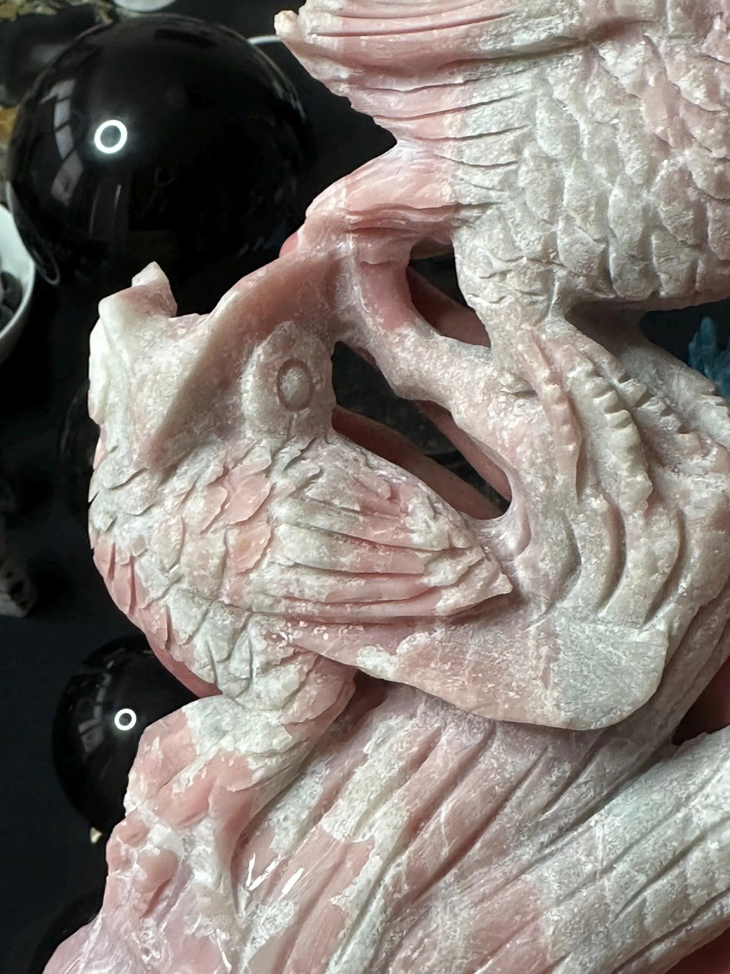 PINK OPAL OWL Carving